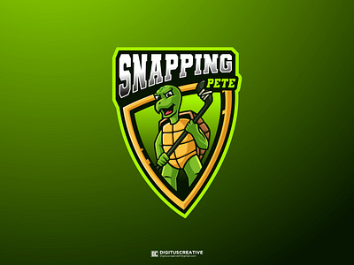 Snapping Pete Logo Design animal logo illustration logo design mascot logo turtle logo