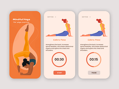 Mindful Yoga - Countdown Timer Mobile app app countdown dailyui dailyui014 dailyui14 design fitness mobile orange timer ui ux yoga