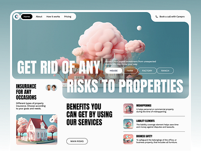 CarePro - Property Insurance Landing Page clean crash factory farm house house insurance insurance insurance landing page insurance website landing page lawyer minimal modern design mortgage property real estate risk risk management web webdesign