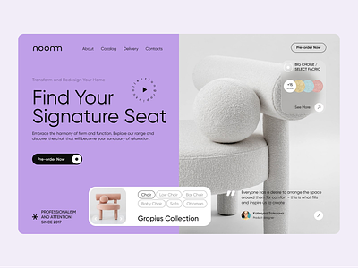 NOOM - Ecommerce Website UI cart chair comforn cozy style e commerce website ecommerce fluffy chair home decor house interior design accessories landing page online shop saas seat shopify sofa startup store ui ux web