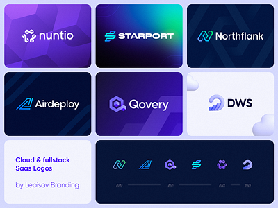 SaaS Cloud Logo Collection blockchain branding build cloud collection crypto decentralized deploy developer fullstack gradient icon identity infrastructure lepisov lettering logo saas storage web3