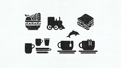 RB003 brunch coffee cup food icon menu stamp