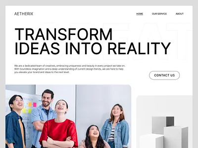 AETHERIX - Design Agency Landing Page agency banner branding creative design hero jumbroton landing landing page minimal minimalist mockup portfolio simple swiss uiux web web design website