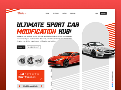 Sports Car Modification Landing Page UI app branding design graphic design illustration image app logo ui ux vector