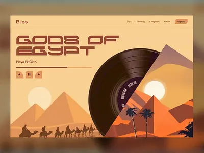Music Album Landing Page Concept album animation concept cover design disk egypt figma japan landing page motion graphics music song ui ui design video website