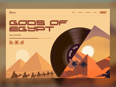 Music Album Landing Page Concept album animation concept cover design disk egypt figma japan landing page motion graphics music song ui ui design video website