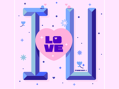 I ❤️ U design flat graphic design lettering love type type design typography vector