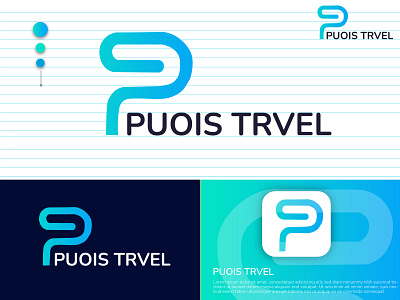 Letter P Travel Logo Design (Brand guidelines) creative logo
