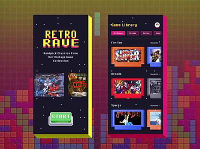 Retro Game Station | RetroRave | Day 39 | Build 2.0 90 day ui challange animation app branding design graphic design illustration logo ui ux