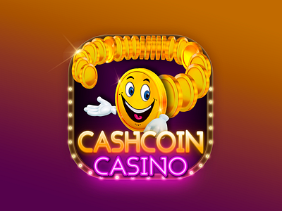 App icon casino app app icon cash cashcoin casino casino games coin design game games graphic design icon illustration logo mobile neon smile ui ui design web design