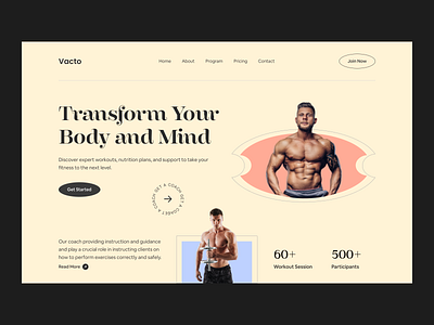 Fitness Website Landing Page UI Design blockchain clean design exercise figma fitness gym landing page meditation minimal muscle popular sport ui ui ux web website workout yoga