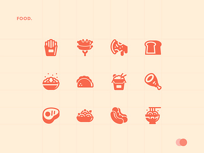Food Iconography app icon app icon design buttons design flat icon food glyph icon icon set iconography illustration pictogram pizza solid ui