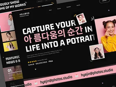 Photos. Studio - Photography Studio 2d branding clean dark mode dark mode landing page landing page minimalist modern photographer photography photography agency photography landing page photography studio photography website portfolio studio design studio landing page studio website ui design web design