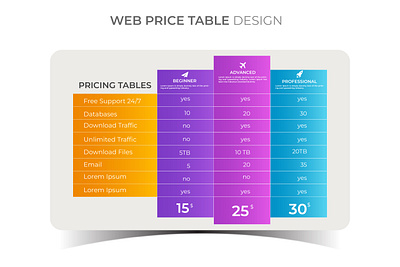 Price table animation branding graphic design illustration vector website button