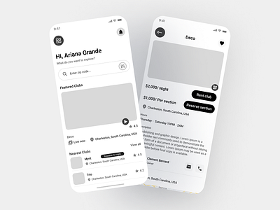 Club finder client club finder mobile app mobile wireframes mockup new york product design prototyping ui design wireframes
