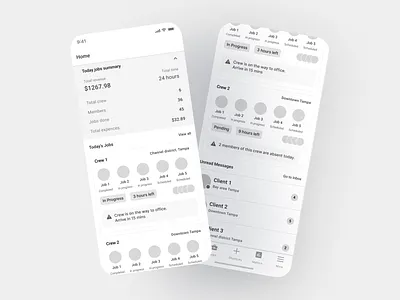 Crew Management App crew management job management merchant mobileapp team management trending ui user flow ux wireframes