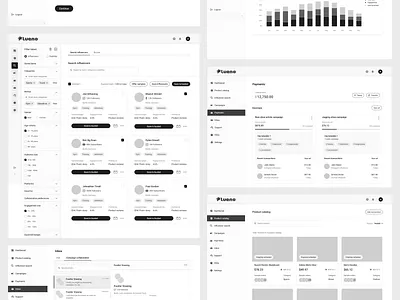 Influencer Management Wireframes dashboard dashboard design influencer influencer mangement logic flow portal design product design product mangement ui ui design user flow ux web app wireframes