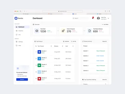 Biotech SaaS dashboard - Genetics Products biotech clean dashboard dekstop saas startup ui ux