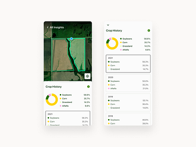 Mobile app for farmland analytics acres ag tech analytics comparable sales crop history design farmland farmland mapping geospatial geospatial analytics ui