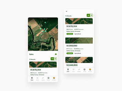 Mobile app for land valuation acres ag tech analytics comparable sales crop history design farmland farmland mapping geospatial geospatial analytics mobile ux ui user experience ux ux design