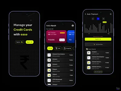 Credit Card Management App Design app design card ui credit card credit card app credit card payment app dark mode flat monetary app design money app payment payment app ui ui design ux design
