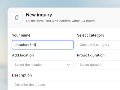 Inquiry Submission Modal architect platform building contractor home home decor house house renovation contractor interior design provider real estate renovation platform saas ui uidesign uiux uxdesign web application