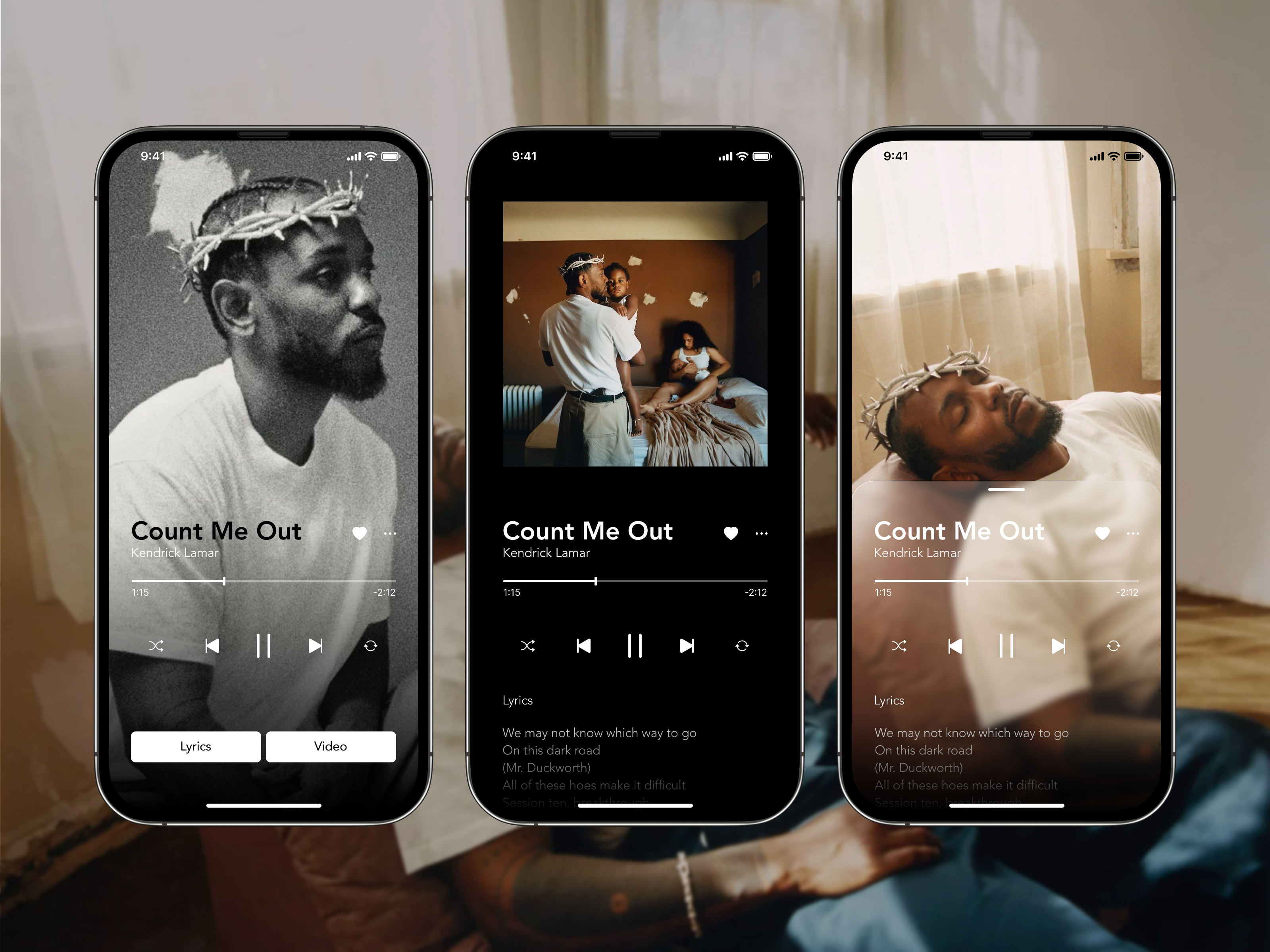 Music Player App Concept app design kendrick lamar music music player typography ui ux