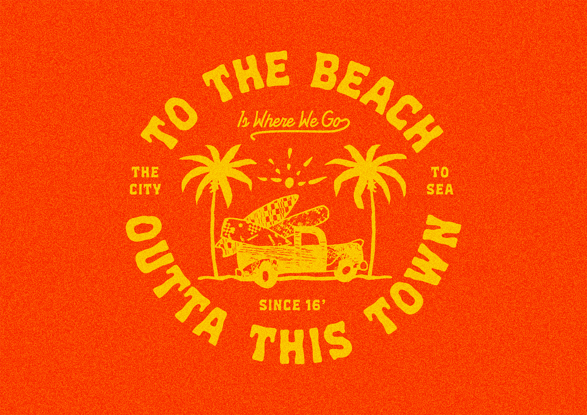 TO THE BEACH IS WHERE WE GO 🌴☀️ art badge beach clothing club creative fonts fun graphic design graphics holiday kern lockup mark quirky sun sunshine surf typography vacation
