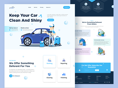 Cleannary- Car wash landing page car car wash clean cleaners dust fresh landingpage minimal design repairing service center servicing vehicle wash wash washing water web design website design