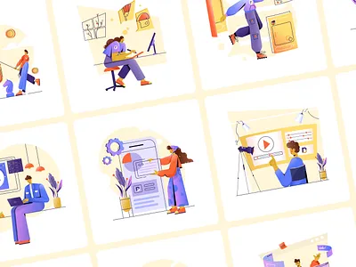 Illustration Pack 2d character coin designer dribbble flower girl graphic design illustration illustration pack illustrator mobile servises set vector web design window