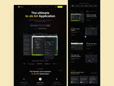 Website Layout ai ai chat calendar calling app client dark theme freelancer management mindmap notes product product design project management saas task manager taskade typography ui ui ux ux
