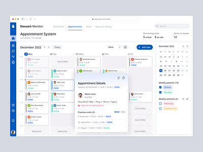 Appointment system UI for desktop appointmentmanagement appointmentsystem calendar design desktop desktopsystem doctorappointments doctortools healthcare healthcaredesign healthcaretech schedulingmadeeasy ui