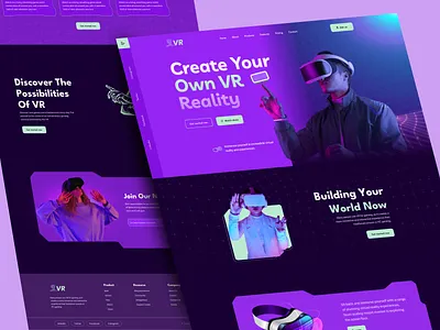 Virtual Reality Services Landing Page 3d designer animation apple branding gaming graphic design illustration landing page meta metaverse motion graphics tech technology uiux virtual experience virtual reality vision pro vr web design