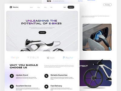 Nakama - Selling E-Bikes Landing Page bike cycle design e bike electric electric vehicle future homepage landing page selling uidesign uiux web