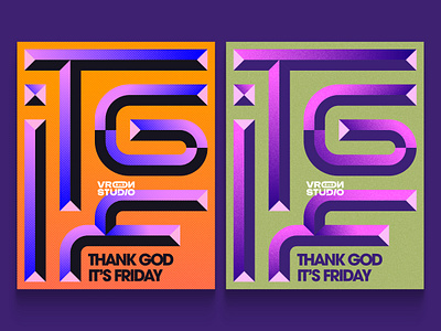 TGIF ✨ branding design flat geometric gradient illustration minimal orange poster purple type typography