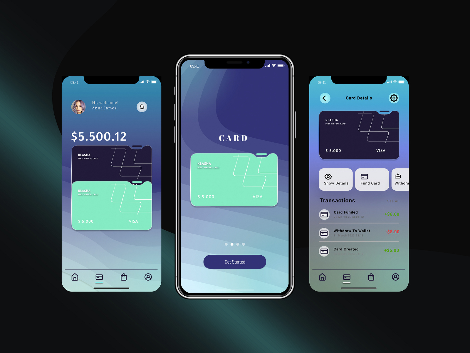 Bank Card App UI Design by M.Fallah on Dribbble