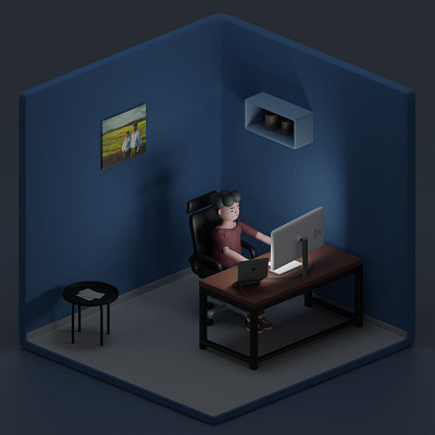 Workspace 3D modeling with a character