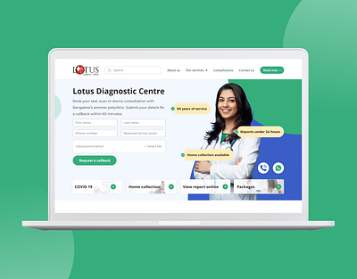 Lotus Diagnostic Centre - medical website design booking consultataion dentist doctor hospital medical medtech webdesign webisite