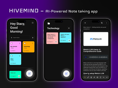 HiveMind — AI Powered Note-taking app ai figma notes ui ux