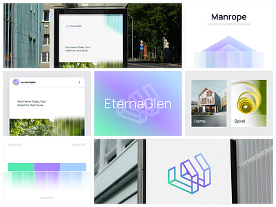 EternaGlen - Real Estate - Logo Design blue brand brand guidelines brand identity branding design developer eco eco friendly gradient green guidelines logo logo design property purple real estate sustainable vektora visual identity