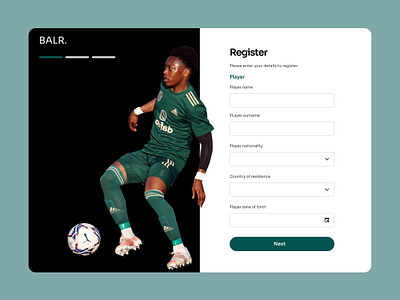 BALR Sign up Page figma football l register sign up sport ui ux