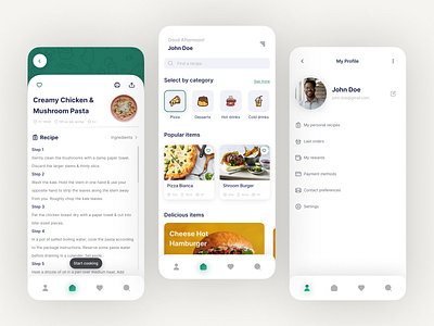 Recipe App UI Design app design food mobile recipe ui ux web website