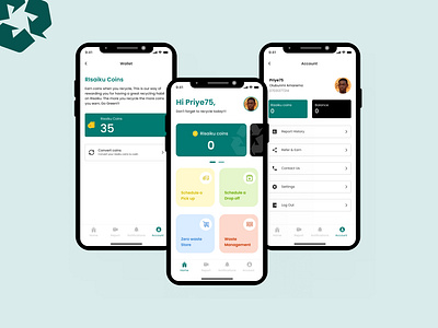 Risaiku App app design figma home screen mobile recycle reward ui ux