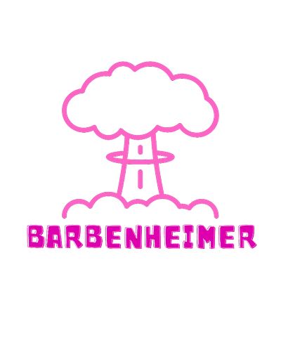 BARBENHEIMER 2023 barbenheimer barbie cinema cute explosion funny humor joke movie nuclear oppenheimer retro travel vintage