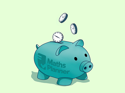 Save Time with Maths Planner customer service digital art education illustration educational art maths maths art maths illustration piggy bank procreate save money save time saving time