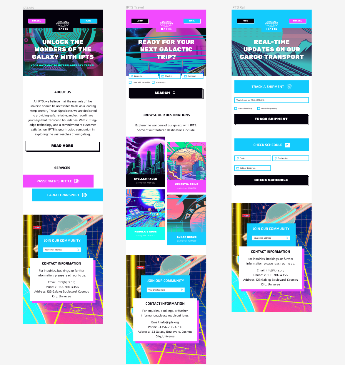 The 3 IPTS websites: ipts.org, IPTS Travel, IPTS Rail