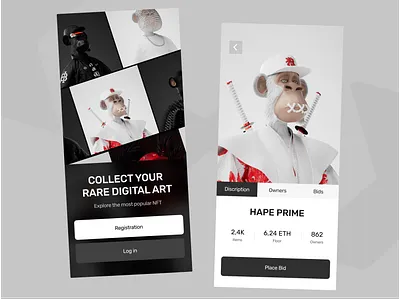 NFT Marketplace - Mobile App app design crypto crypto art ethereum mobile app design mobile design mobile ui nft nft design nft mobile nft mobile app nfts