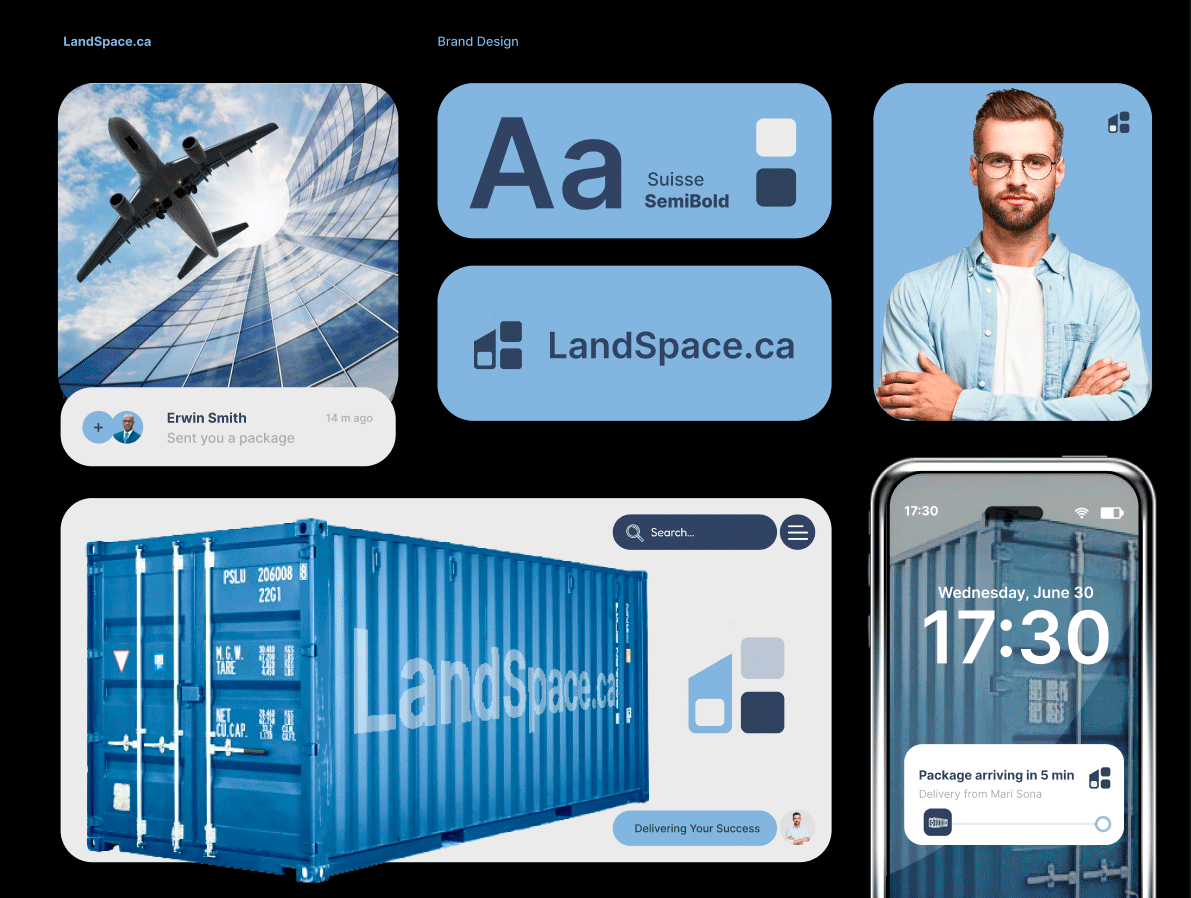 LandSpace.ca. Logistics Branding animation branding design graphic design illustration logo prototyping ui ux vector