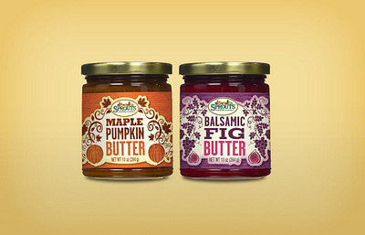 Sprouts Farmer's Market Butters artisanal butter cpg farmers market fig graphic design grocery illustration jam jar jelly private label pumpkin relish seasonal spread