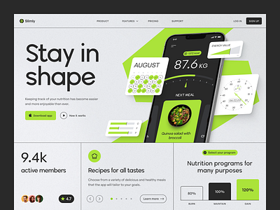 Nutrition app landing page minimal